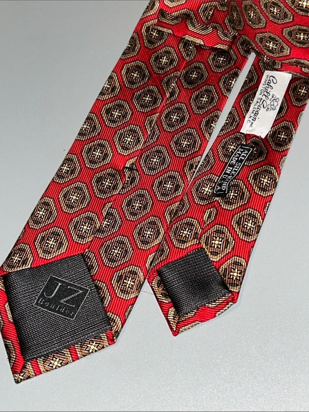 Classic Red Geometric Men's Tie 61”x3”1/8